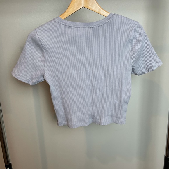 Zara Blue/Grey Ribbed Crop Top - Picture 6 of 8